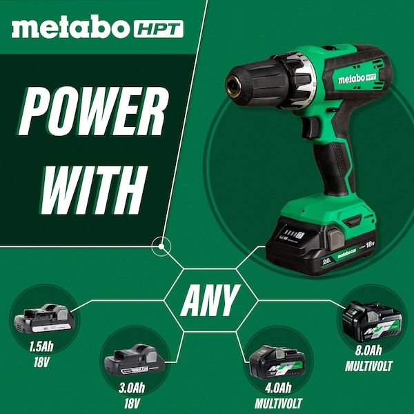 Metabo Hpt 18V Cordless Brushed Driver Drill Kit 1 x 2.0Ah - DS18DFXM