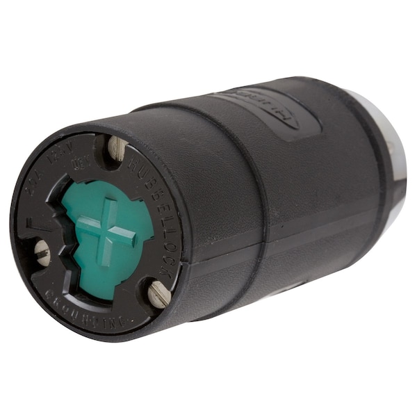 Hubbell Wiring Device-Kellems Locking Devices, Hubbellock, Industrial, Female Connector Body, 20A 125V, 2-Pole 3-Wire Grounding, Non-NEMA, Screw Terminal, Black and White - HBL23032B