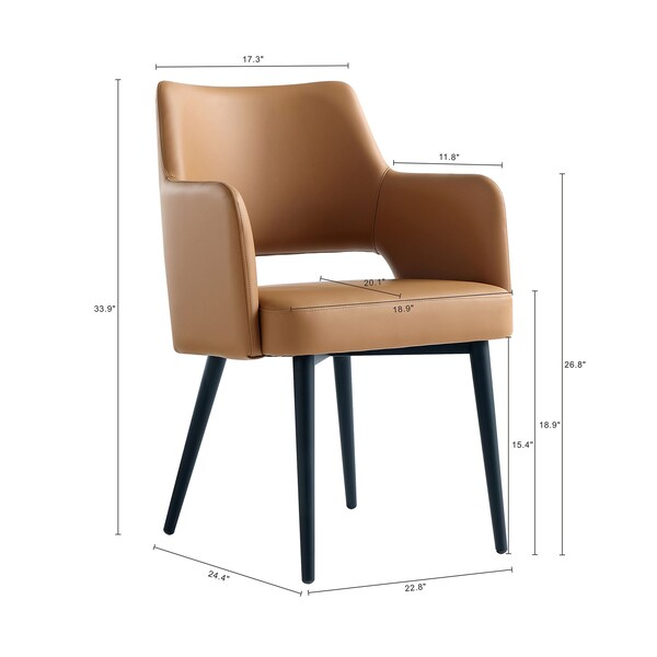 Manhattan Comfort Tremont Dining Arm Chair in Saddle - Set of 2 - 2-DC104AR-SD