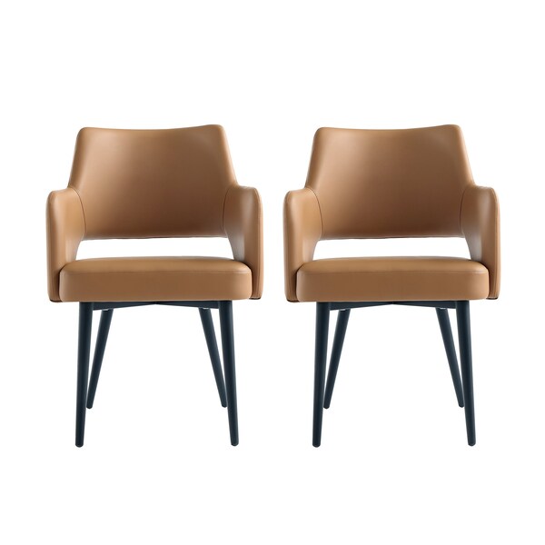 Manhattan Comfort Tremont Dining Arm Chair in Saddle - Set of 2 - 2-DC104AR-SD