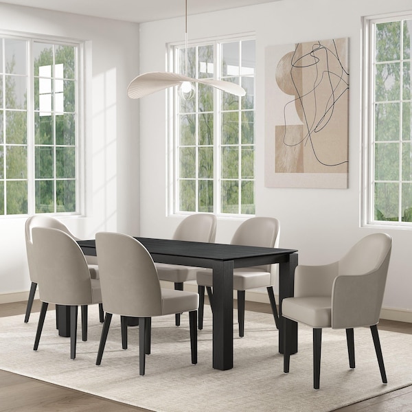 Manhattan Comfort 6-Piece Hillman Dining Chair and Arm Chair in Light Grey - 6-DC087AR2-LG