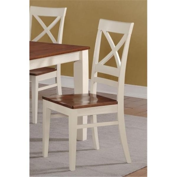 East West Furniture East West Furniture QUC-WHI-W Quincy Dining Chair with Wood Seat in Buttermilk and Cherry Pack of 2 - QUC-WHI-W