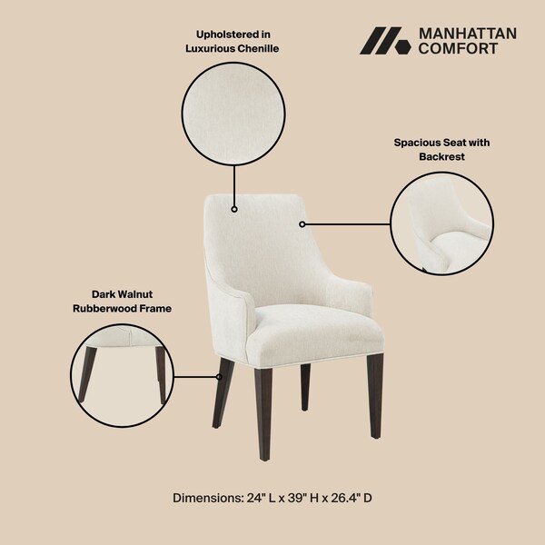 Manhattan Comfort Beever Dining Armchair in Cream - DC103AR-CR