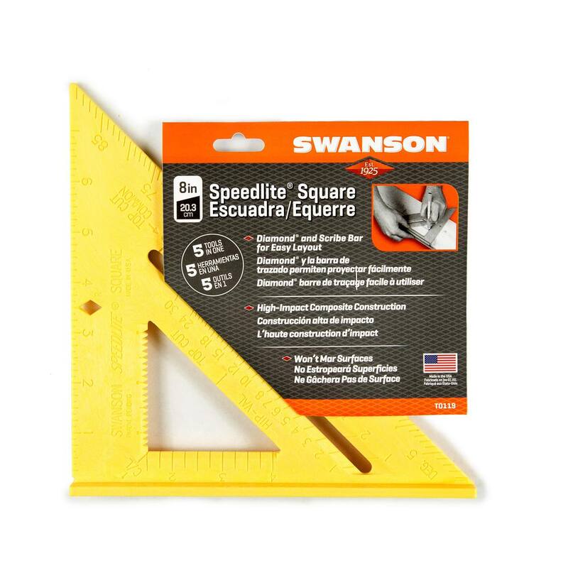 Swanson Speedlite 8 in. Yellow Speed Square, Rafter / Carpenter Square - T0119