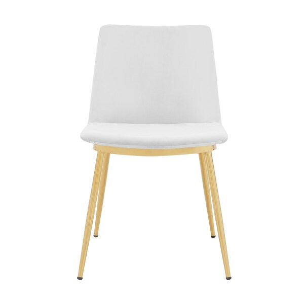 Armen Living Messina Modern White Velvet and Gold Metal Leg Dining Room Chairs - Set of 2 - LCMSSIGLWHT