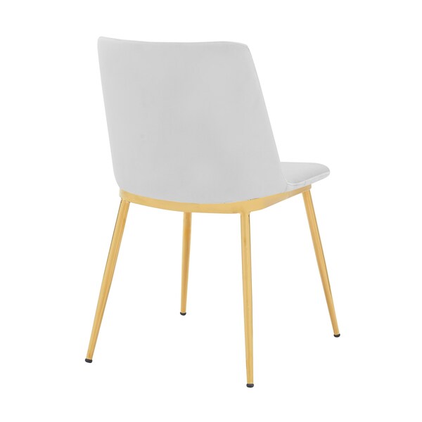 Armen Living Messina Modern White Velvet and Gold Metal Leg Dining Room Chairs - Set of 2 - LCMSSIGLWHT