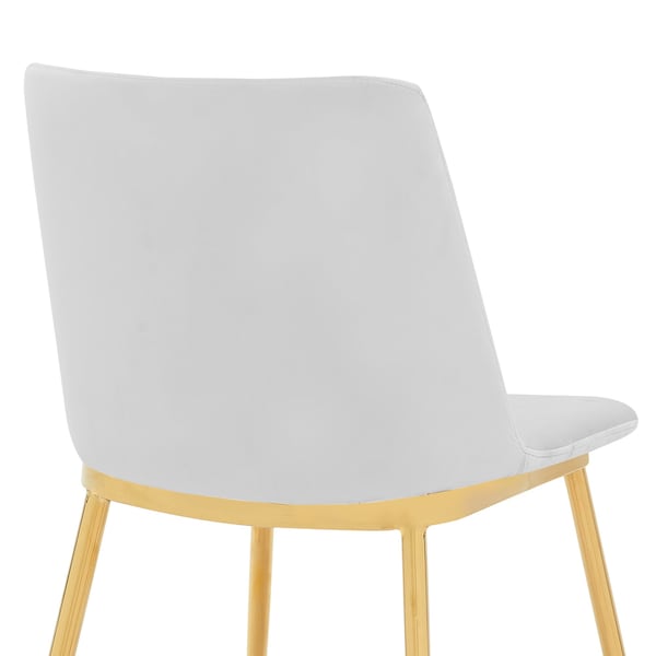 Armen Living Messina Modern White Velvet and Gold Metal Leg Dining Room Chairs - Set of 2 - LCMSSIGLWHT