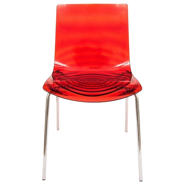 Leisuremod Astor Water Ripple Design Dining Chair, Transparent Red, 2PK - AC20TR2