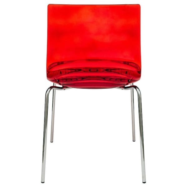 Leisuremod Astor Water Ripple Design Dining Chair, Transparent Red, 2PK - AC20TR2