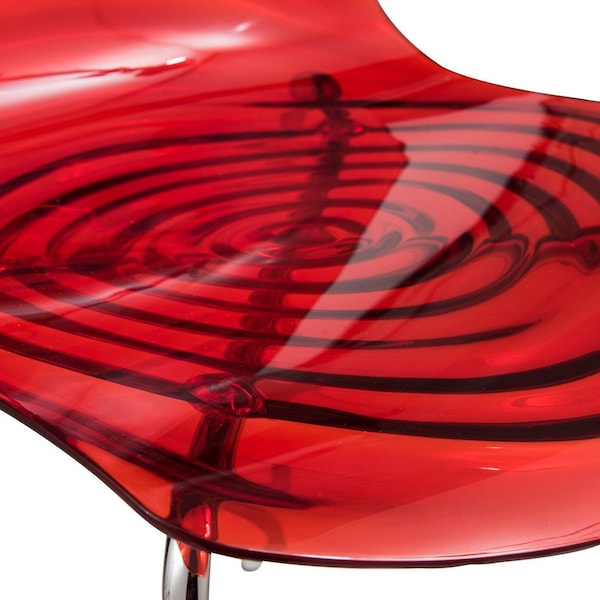 Leisuremod Astor Water Ripple Design Dining Chair, Transparent Red, 2PK - AC20TR2