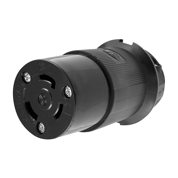 Hubbell 30A Locking Connector 2P 3W 125VAC L5-30R BK - HBL2613BK
