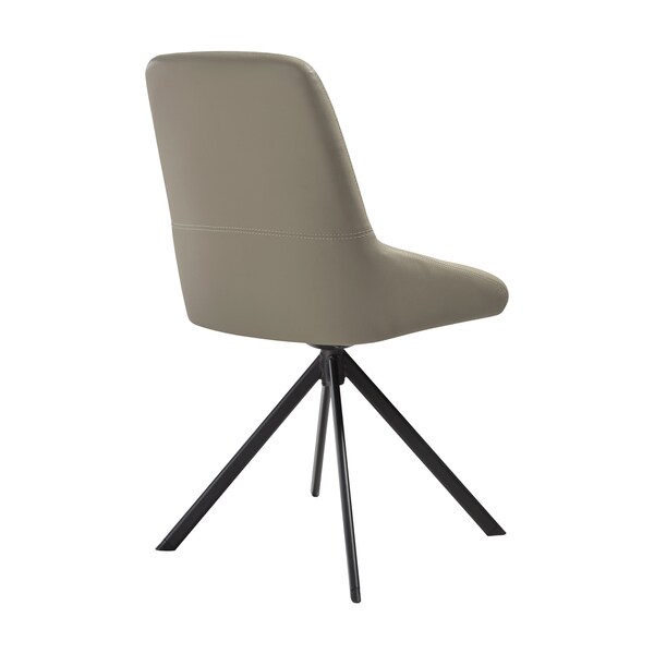 Armen Living Maverick Swivel Upholstered Dining Chair in Taupe Gray Faux Leather w Black Metal Legs - Set of 2 - LCMVSITAGRYBLK
