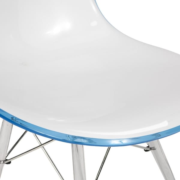 Leisuremod Dover Dining Side Chair with Acrylic Legs, White Blue, 4PK - EPC19WBU4