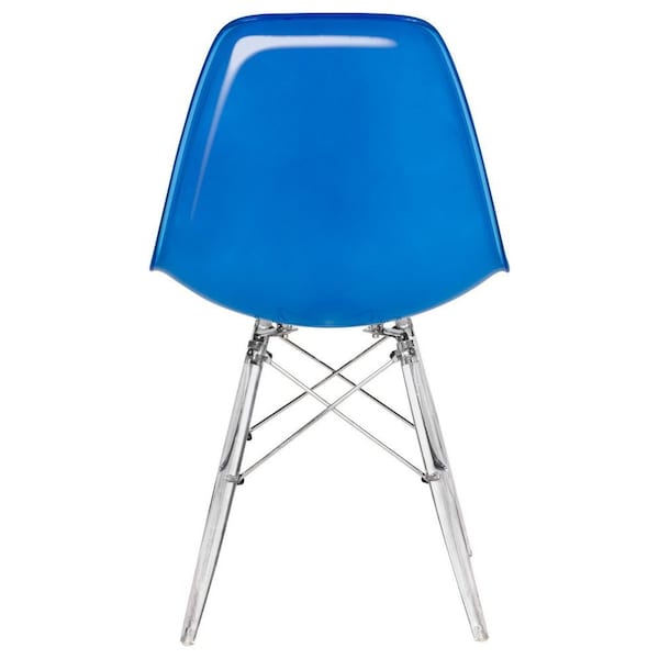 Leisuremod Dover Dining Side Chair with Acrylic Legs, White Blue, 4PK - EPC19WBU4