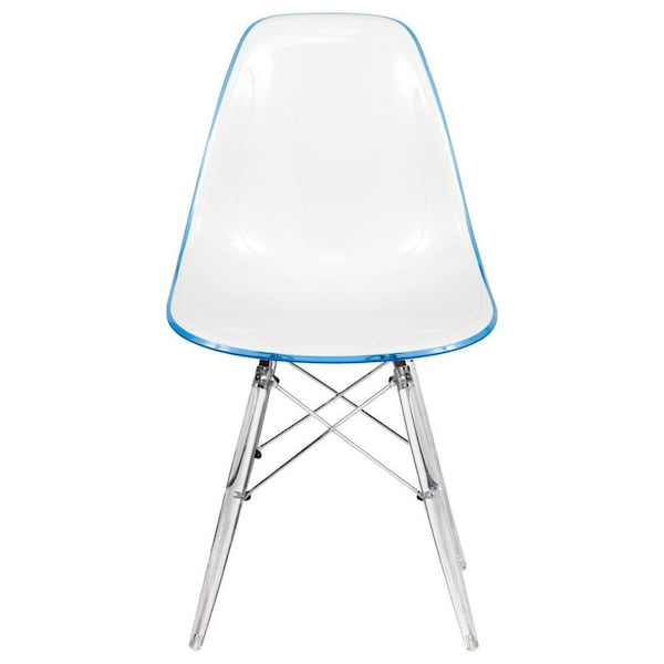 Leisuremod Dover Dining Side Chair with Acrylic Legs, White Blue, 4PK - EPC19WBU4