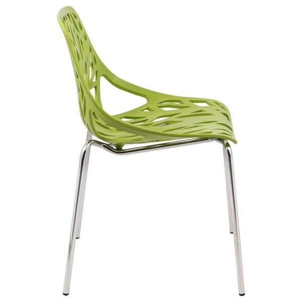 Leisuremod Modern Asbury Dining Chair with Chromed Legs, Green, 4PK - AC16G4