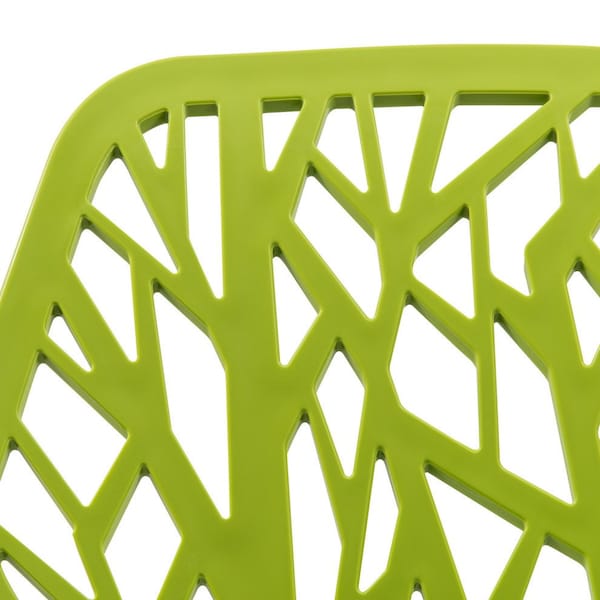 Leisuremod Modern Asbury Dining Chair with Chromed Legs, Green, 4PK - AC16G4