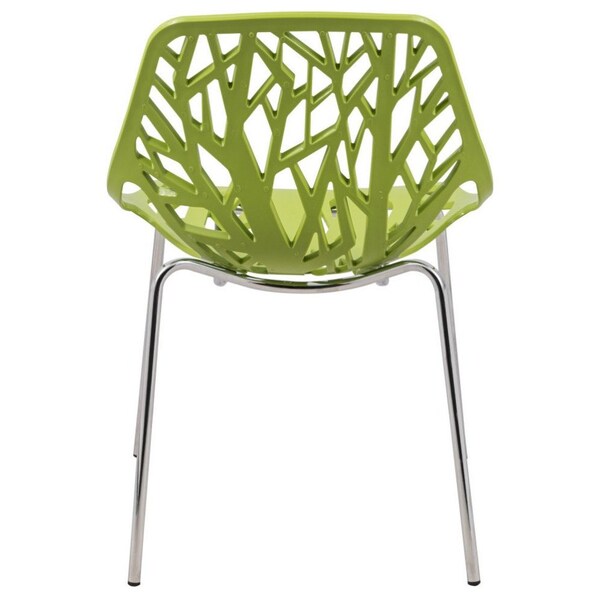 Leisuremod Modern Asbury Dining Chair with Chromed Legs, Green, 4PK - AC16G4