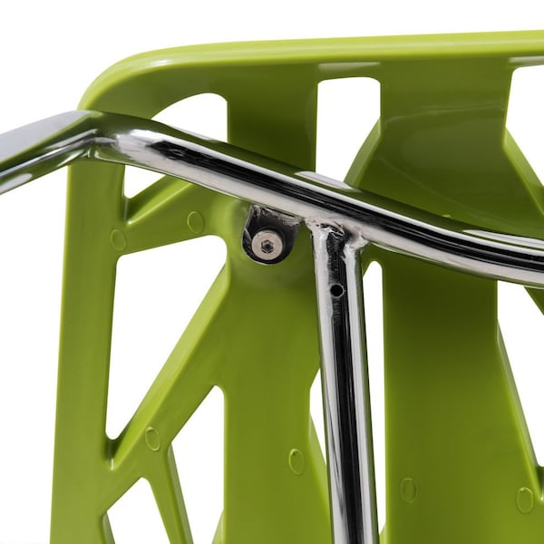 Leisuremod Modern Asbury Dining Chair with Chromed Legs, Green, 4PK - AC16G4