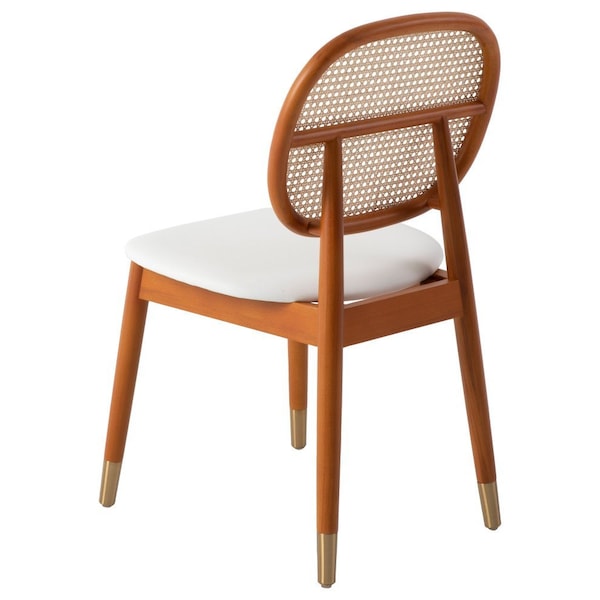 Leisuremod Holbeck Dining Chair with Upholstered Leather Seat and Beech Wood Legs, White, 2PK - HC18W2