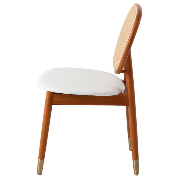 Leisuremod Holbeck Dining Chair with Upholstered Leather Seat and Beech Wood Legs, White, 2PK - HC18W2
