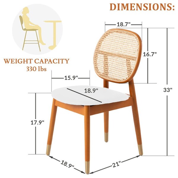 Leisuremod Holbeck Dining Chair with Upholstered Leather Seat and Beech Wood Legs, White, 2PK - HC18W2