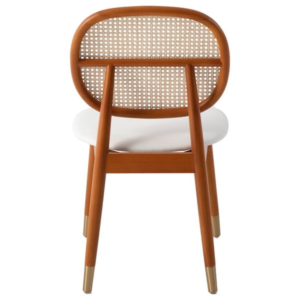 Leisuremod Holbeck Dining Chair with Upholstered Leather Seat and Beech Wood Legs, White, 2PK - HC18W2