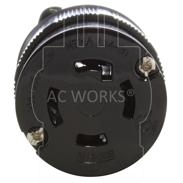 Ac Works NEMA L14-30R 30A 125/250V 4-Prong Locking Female Connector with UL C-UL Listing in Black - ASL1430R-BK
