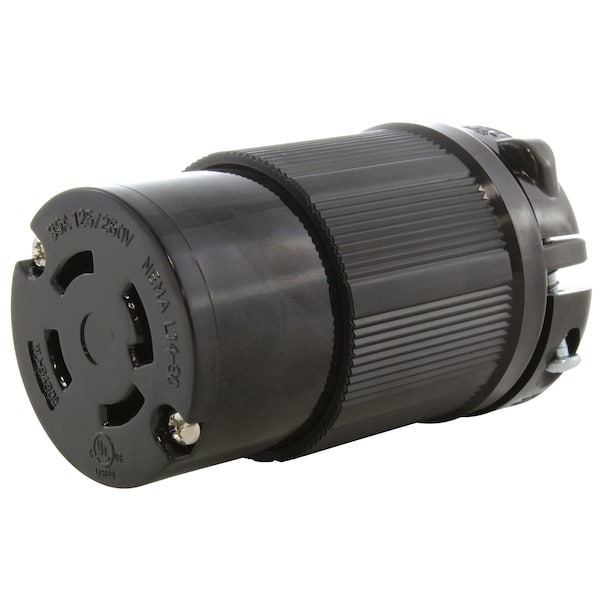 Ac Works NEMA L14-30R 30A 125/250V 4-Prong Locking Female Connector with UL C-UL Listing in Black - ASL1430R-BK