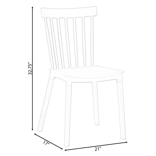 Fabulaxe Modern Plastic Dining Chair Windsor Design with Beech Wood Legs, Orange, PK 2 - QI004223.OR.2