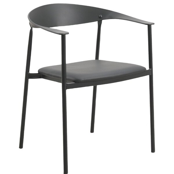 Leisuremod Kora Modern Leather Dining Arm Chair with Iron Legs in Black - KCBL-21BL
