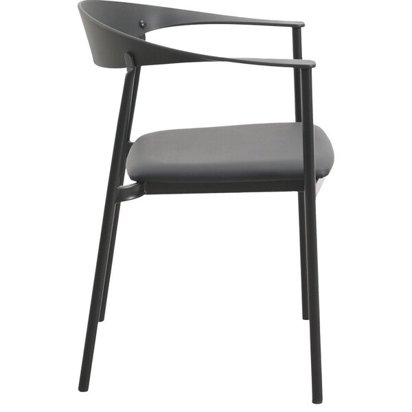 Leisuremod Kora Modern Leather Dining Arm Chair with Iron Legs in Black - KCBL-21BL
