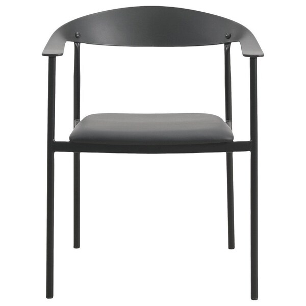 Leisuremod Kora Modern Leather Dining Arm Chair with Iron Legs in Black - KCBL-21BL