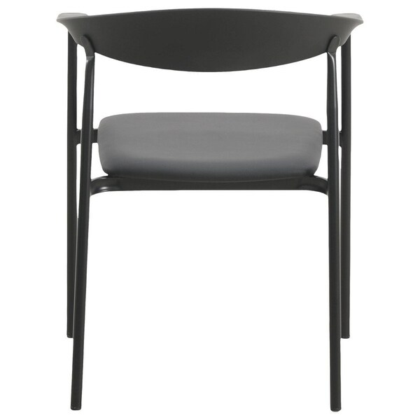 Leisuremod Kora Modern Leather Dining Arm Chair with Iron Legs in Black - KCBL-21BL