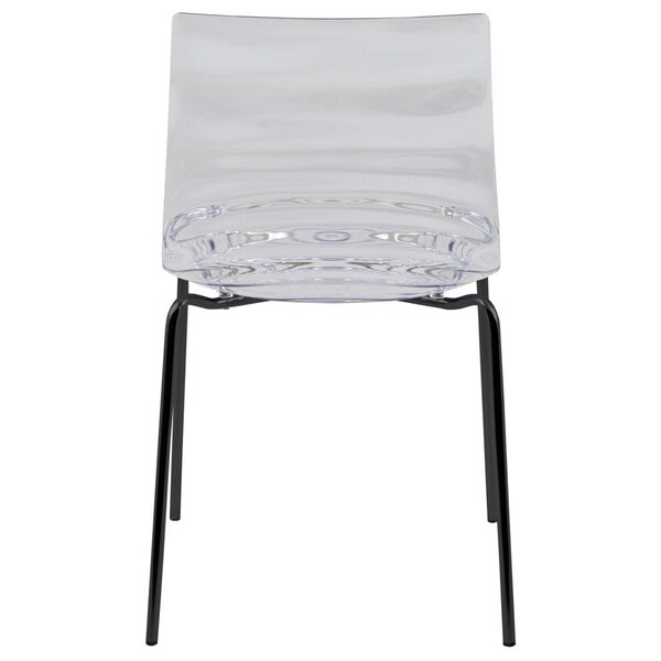 Leisuremod Astor Plastic Dining Chair with Black Steel Base Water Ripple Design in Clear - ACBL-20CL