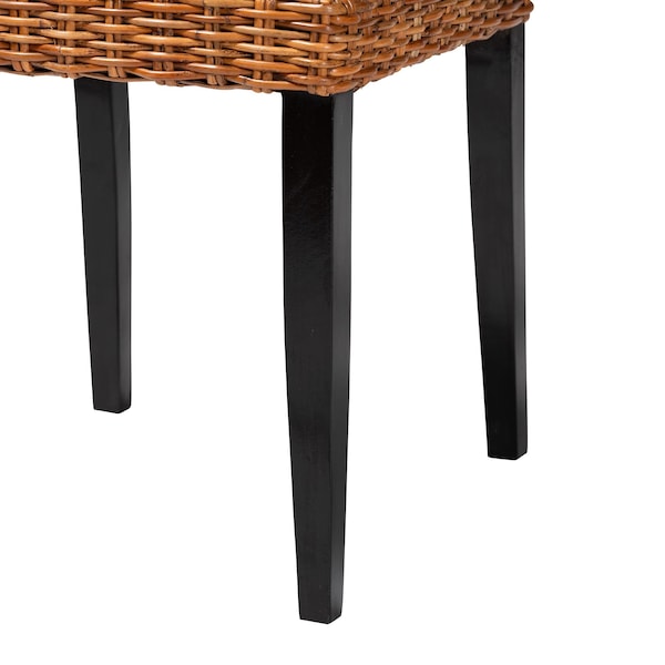 Bali & Pari Manrico Modern Bohemian Wood and Natural Rattan 2-Piece Dining Chair Set, PR - 238-2PC-13218-ZORO