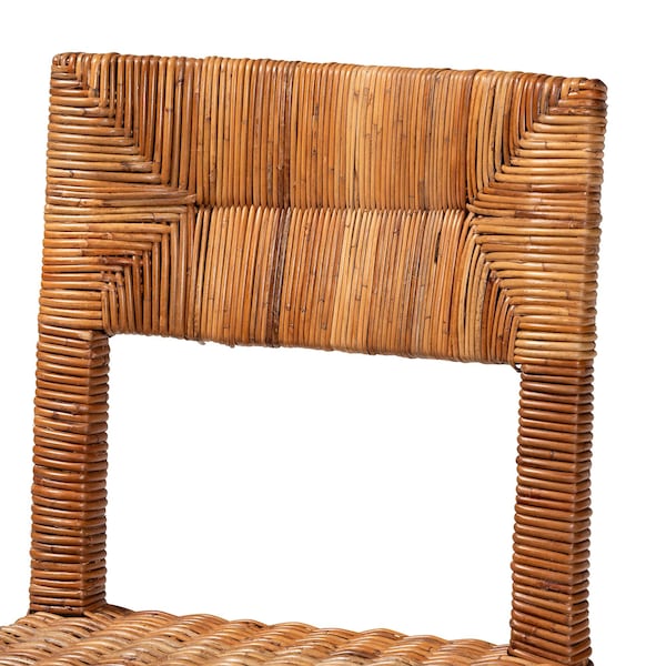 Bali & Pari Manrico Modern Bohemian Wood and Natural Rattan 2-Piece Dining Chair Set, PR - 238-2PC-13218-ZORO