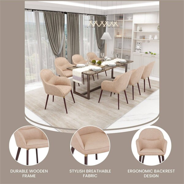 Leisuremod Elias Collection Modern Dining Chair in Light Taupe, 4PK - EDC21LTP-4