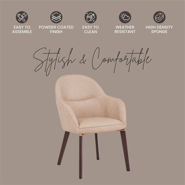 Leisuremod Elias Collection Modern Dining Chair in Light Taupe, 4PK - EDC21LTP-4