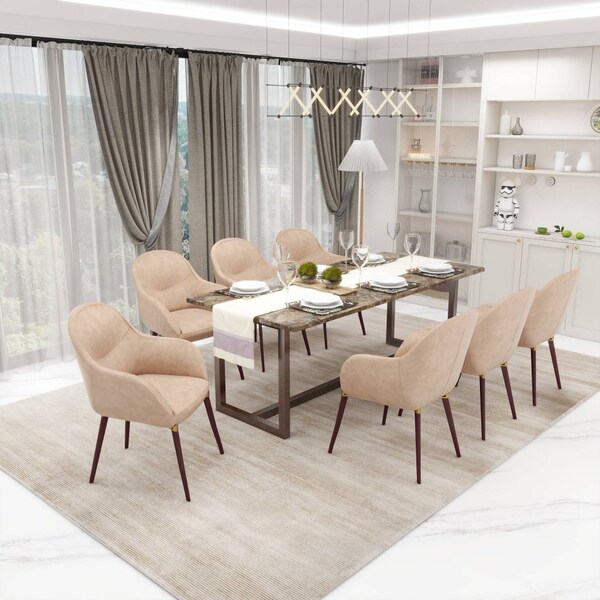 Leisuremod Elias Collection Modern Dining Chair in Light Taupe, 4PK - EDC21LTP-4