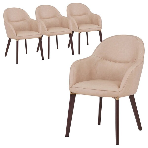 Leisuremod Elias Collection Modern Dining Chair in Light Taupe, 4PK - EDC21LTP-4