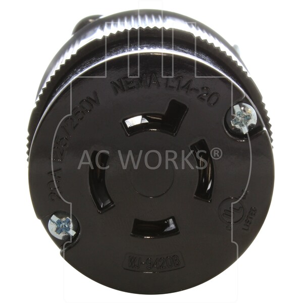 Ac Works NEMA L14-20R 20A 125/250V 4-Prong Locking Female Connector UL C-UL Approval in Black - ASL1420R-BK