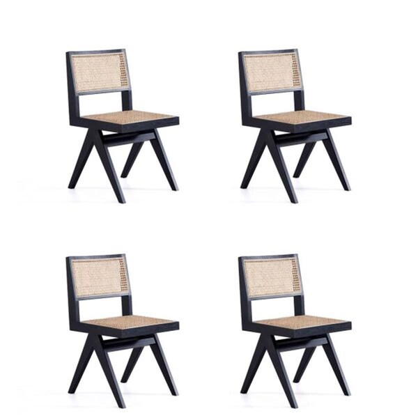Designed To Furnish Hamlet Dining Chair, Black & Natural Cane, 4PK - DE3064601