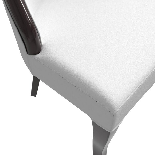 Leisuremod Novara Collection Modern Wooden Dining Chair in Off White Velvet, 2PK - NC20CRF2