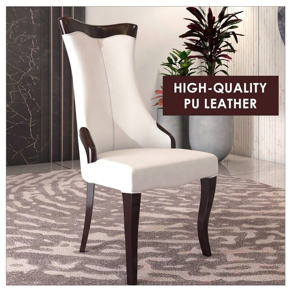 Leisuremod Novara Collection Modern Wooden Dining Chair in Off White Velvet, 2PK - NC20CRF2