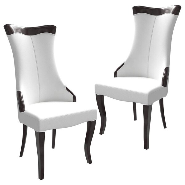 Leisuremod Novara Collection Modern Wooden Dining Chair in Off White Velvet, 2PK - NC20CRF2