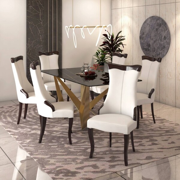 Leisuremod Novara Collection Modern Wooden Dining Chair in Off White Velvet, 2PK - NC20CRF2