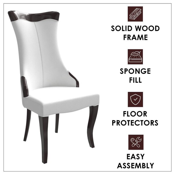 Leisuremod Novara Collection Modern Wooden Dining Chair in Off White Velvet, 2PK - NC20CRF2