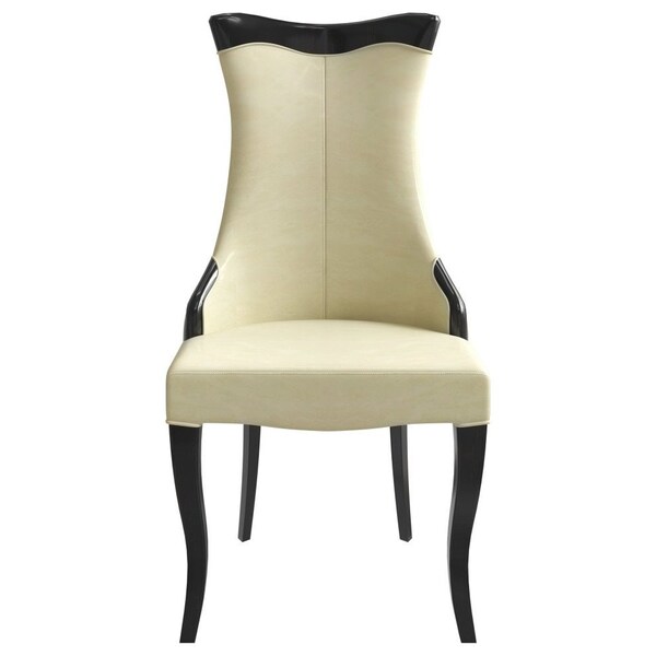 Leisuremod Novara Collection Modern Wooden Dining Chair in Off White Velvet - NC20CRF