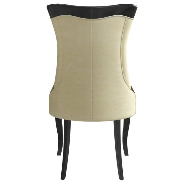 Leisuremod Novara Collection Modern Wooden Dining Chair in Off White Velvet - NC20CRF